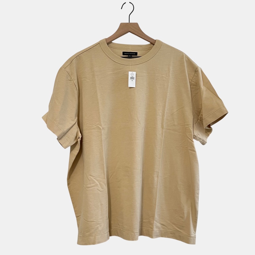 Banana Republic Men Heavyweight Cotton XXL Crewneck Shirt Tan Relaxed Fit NWT